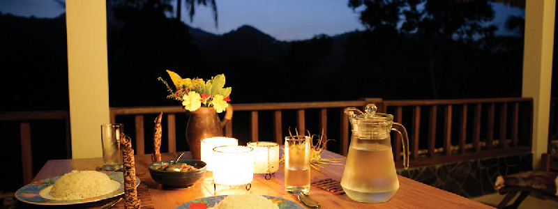 Dinner on the terrace of Villa Manuk